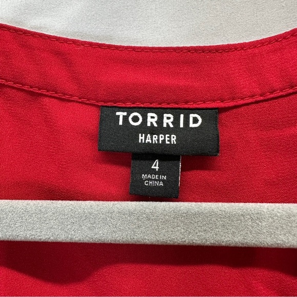 Torrid Harper 3/4 Sleeve Blouse Top Red Size 4X - Picture 3 of 9